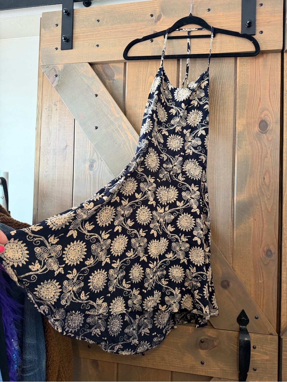 Dance & Marvel Navy and Cream Floral Slip Dress